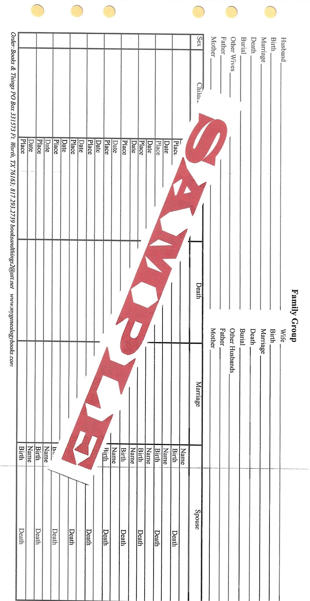 Image for Family Group Sheet mini form