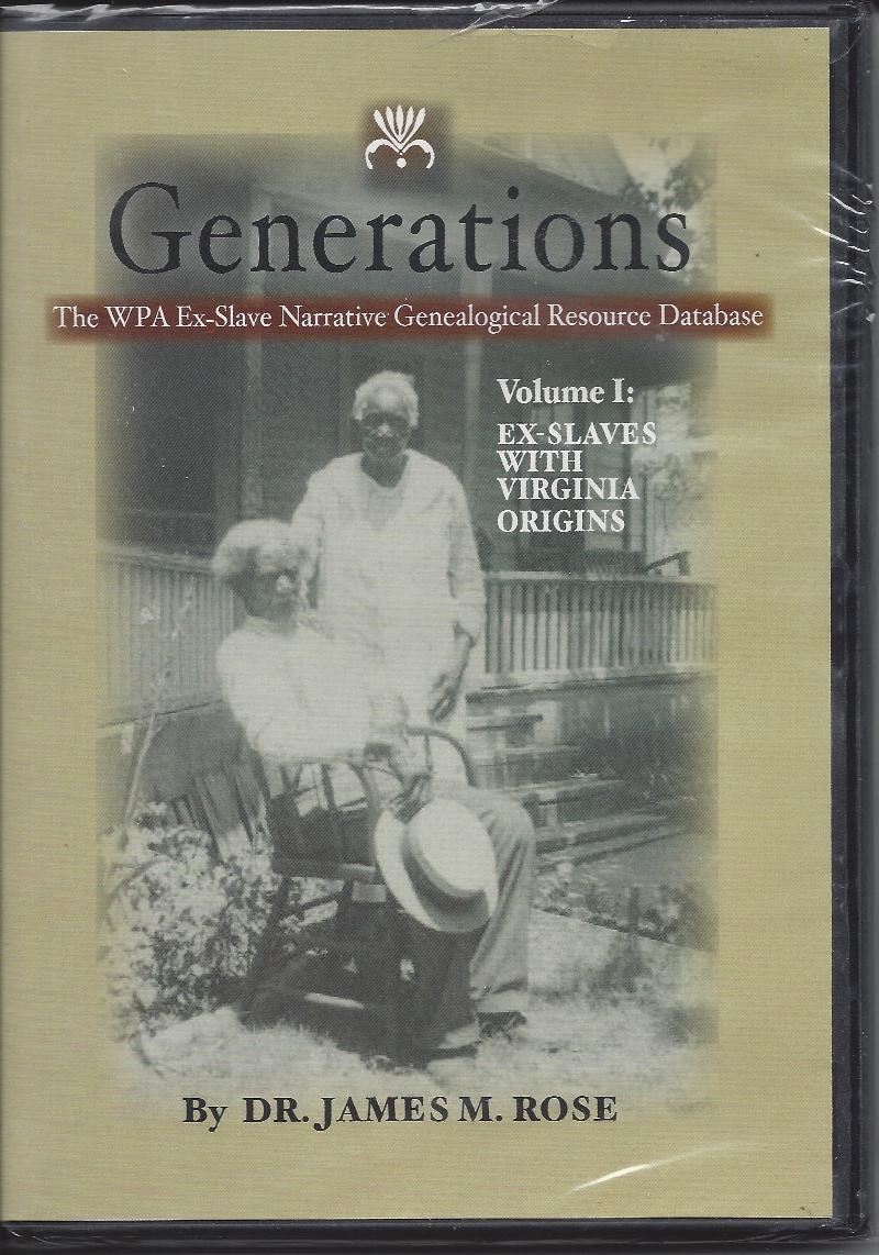 Image for Generations: WPA Ex-Slave Narrative Genealogical Resource Database V. 1 Ex-Slaves with Virginia Origins