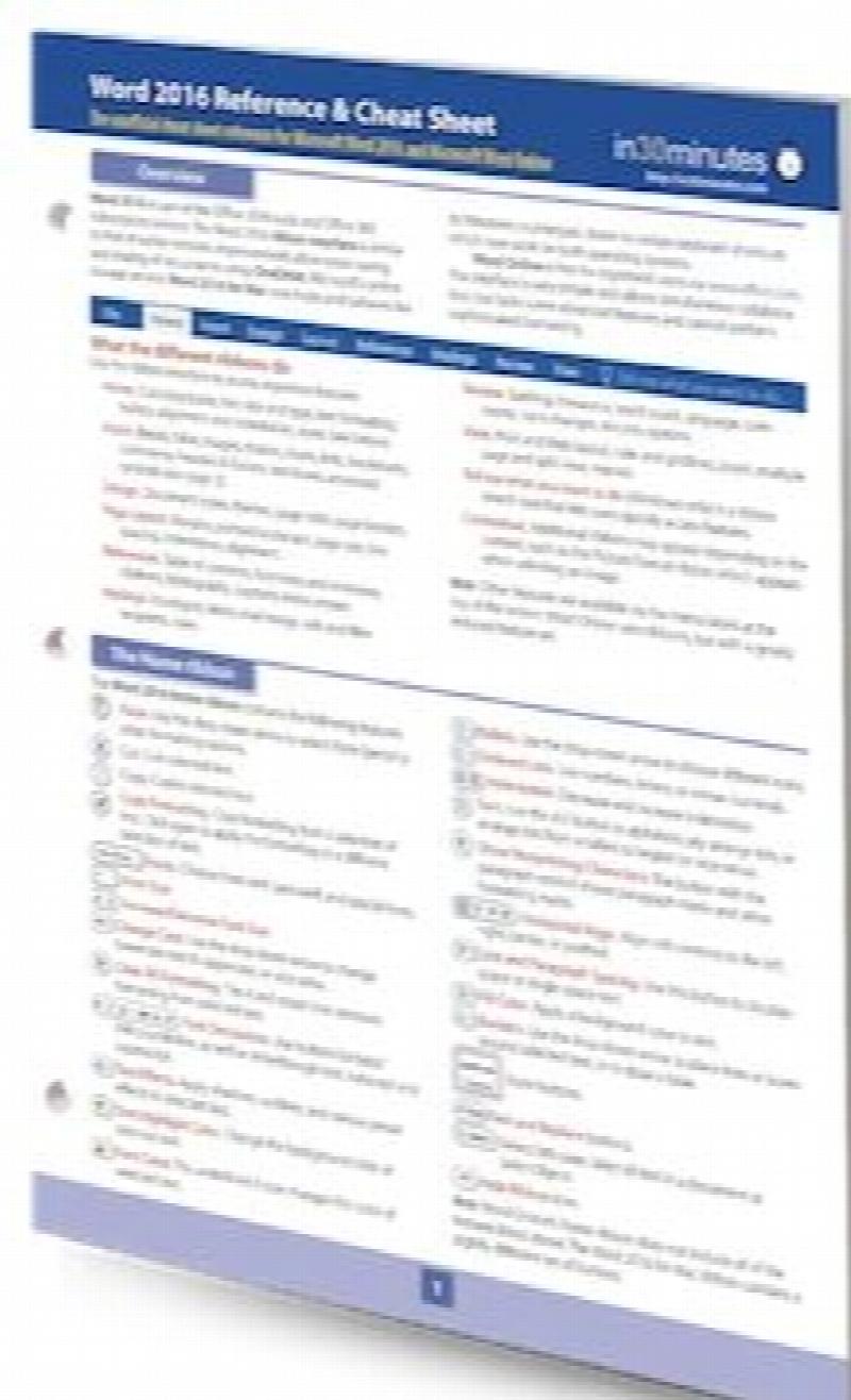 Image for Word 2016 Reference & Cheat Sheet